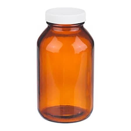 Cp Lab Safety. Wheaton 16 oz Amber Wide Mouth Packer Bottles, PP/PTFE Lined Caps, Case of 12 W216949